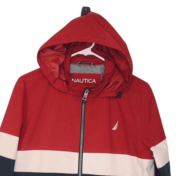 Nautica Color Block Hoodie Water & Wind Resistant Jacket Size Small - Picture 3 of 9